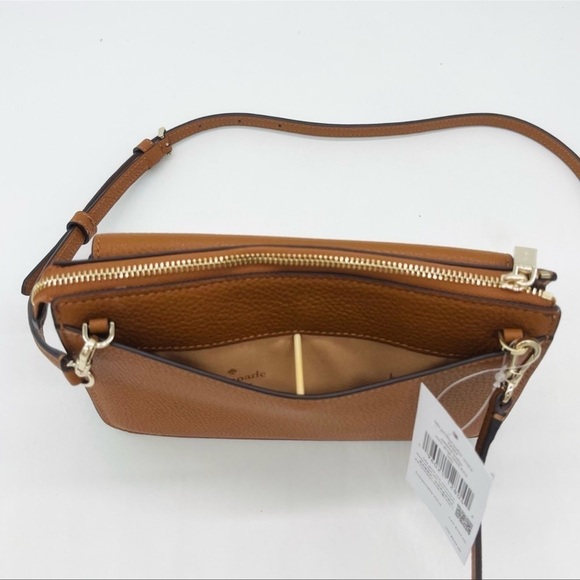 Kate Spade Leila Pebbled Leather Small Flap Crossbody Bag Brown/Gold (NWT) - Picture 8 of 9